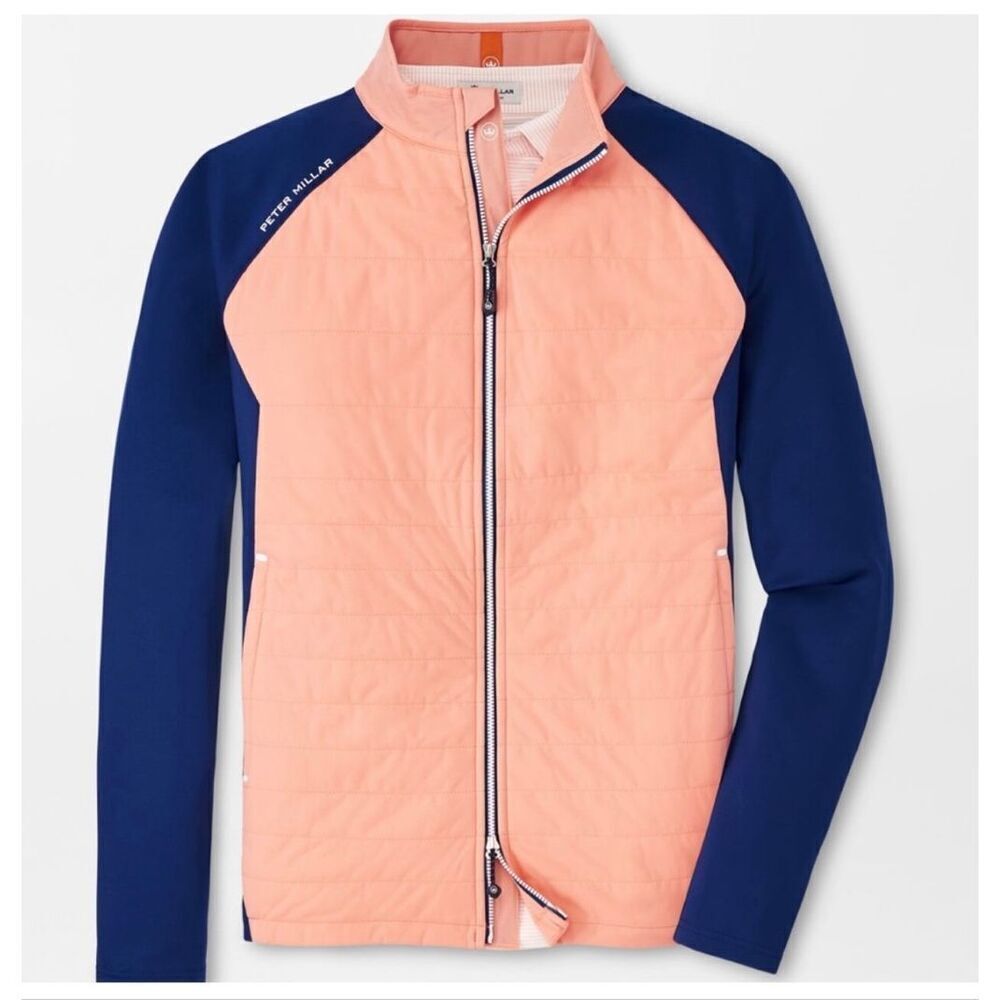 Peter Millar Men’s Hyperlight Merge Coral Quilted Full Zip Jacket Wolverine Powe - Picture 4 of 16